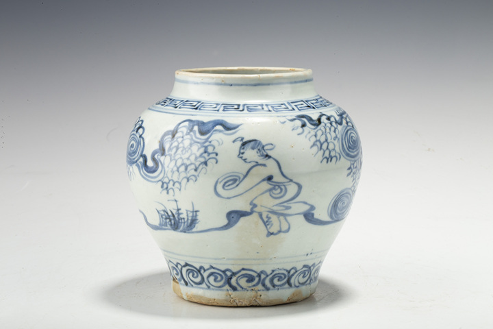 古玩陶瓷明空白期·青花高士圖罐
真品鑒賞圖