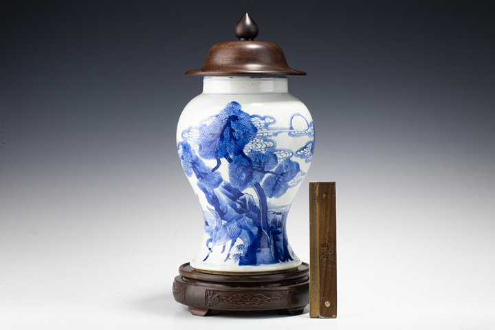 古玩陶瓷清康熙·青花鹿鶴同春圖將軍罐拍賣，當前價格1838元