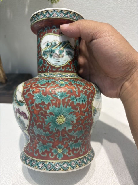 古玩陶瓷山水紋瓶真品鑒賞圖