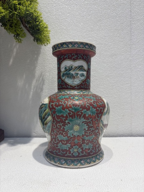 古玩陶瓷山水紋瓶真品鑒賞圖