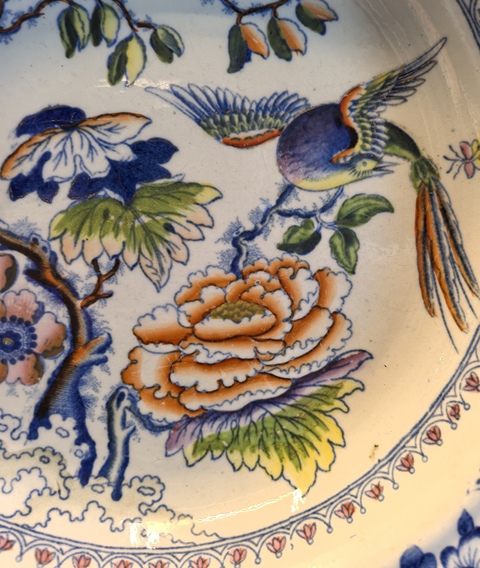 古玩陶瓷花鳥紋斗彩盤真品鑒賞圖