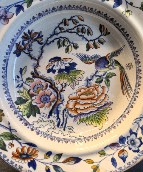 古玩陶瓷花鳥紋斗彩盤真品鑒賞圖