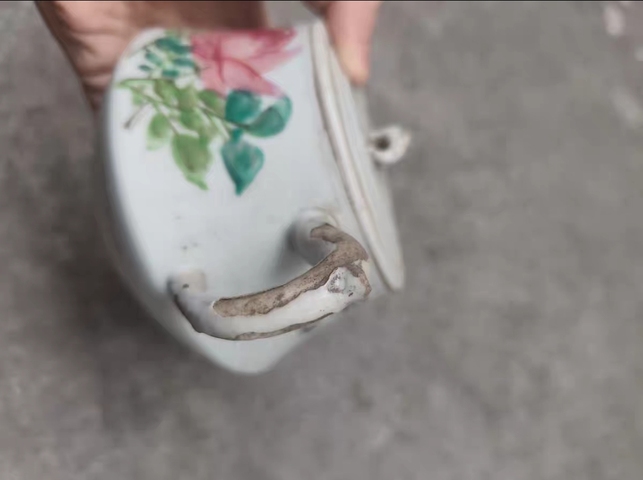 古玩陶瓷晚清花鳥壺真品鑒賞圖