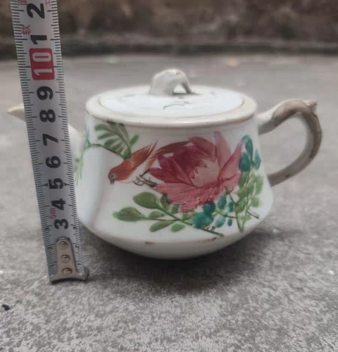 古玩陶瓷晚清花鳥壺真品鑒賞圖