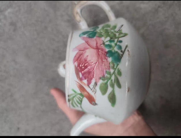 古玩陶瓷晚清花鳥壺真品鑒賞圖