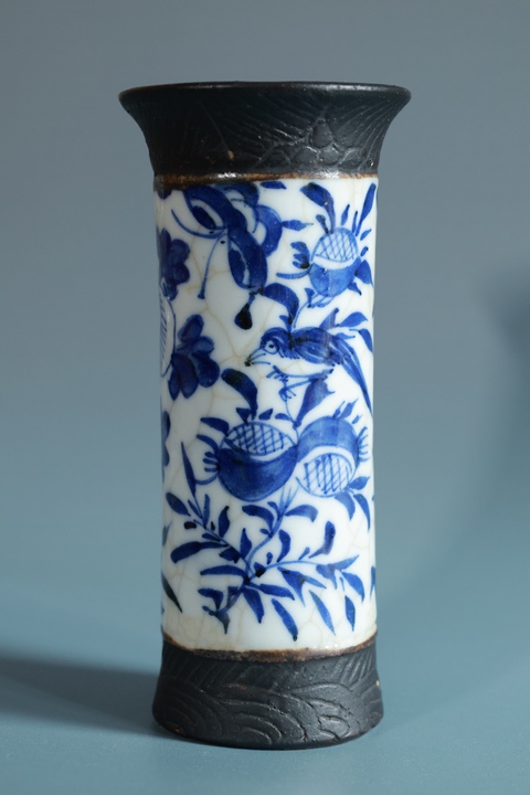古玩陶瓷哥釉青花花鳥紋花觚拍賣，當前價格2500元