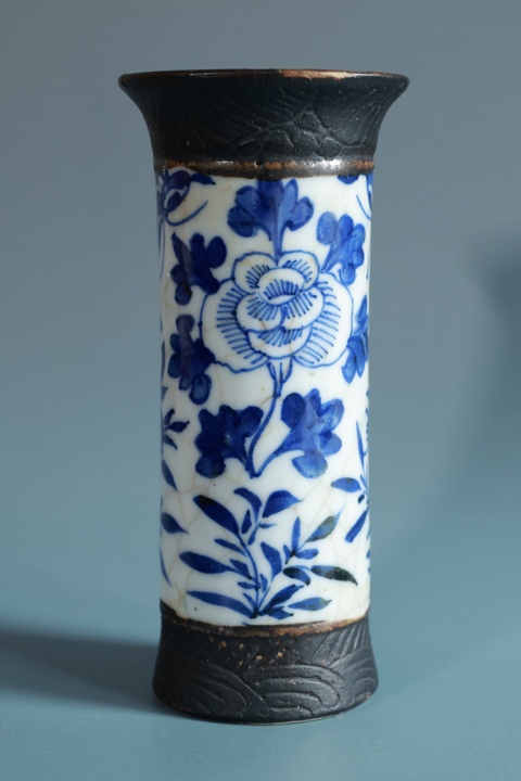 古玩陶瓷哥釉青花花鳥紋花觚拍賣，當前價格2500元