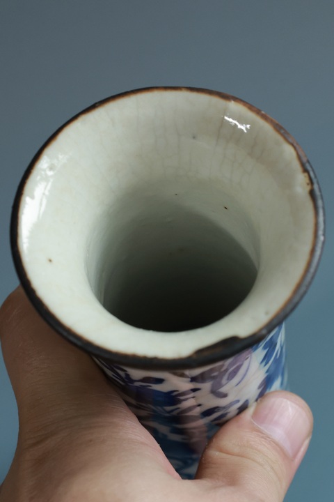 古玩陶瓷哥釉青花花鳥紋花觚拍賣，當前價格2500元