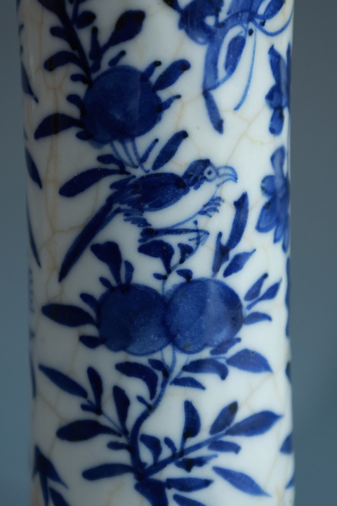 古玩陶瓷哥釉青花花鳥紋花觚拍賣，當前價格2500元