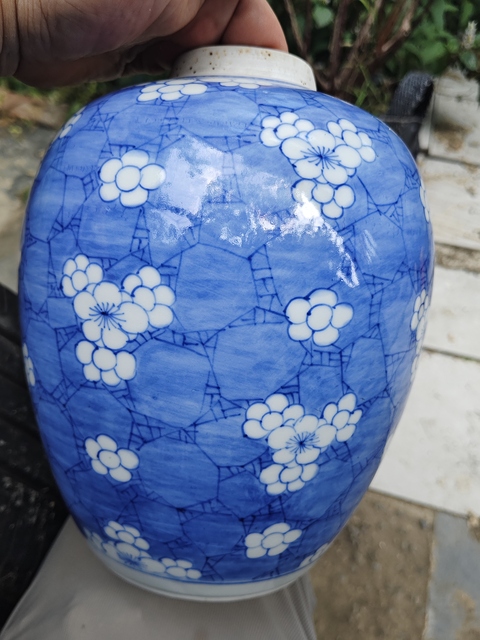 古玩陶瓷青花留白冰梅紋罐真品鑒賞圖