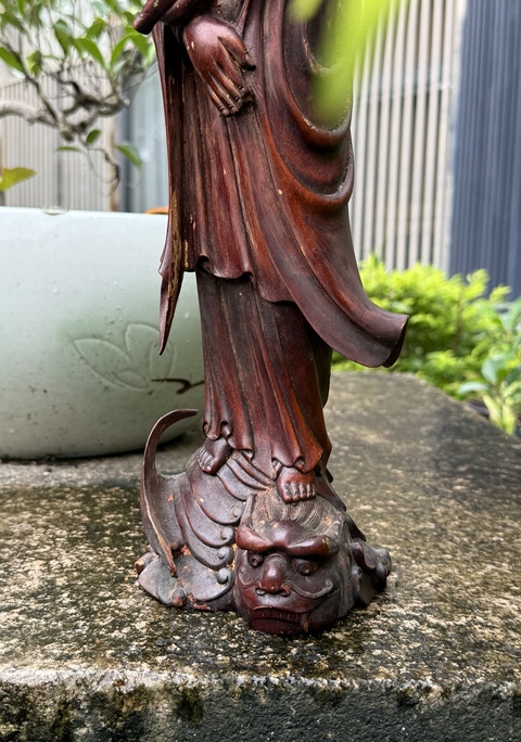 古玩雜項木雕·鰲魚觀音像拍賣，當前價格19000元