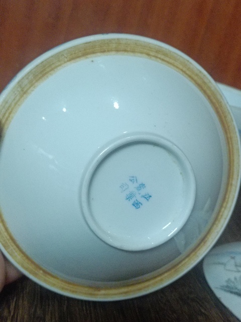 古玩陶瓷民國山水紋四系高樁暖鍋真品鑒賞圖