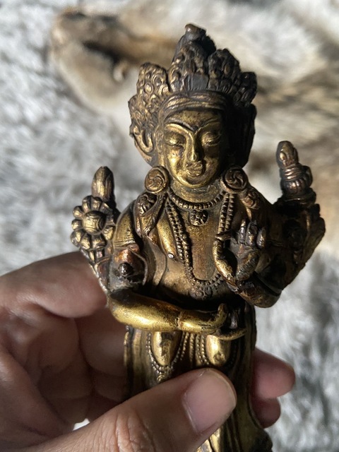 古玩銅器觀音菩薩真品鑒賞圖