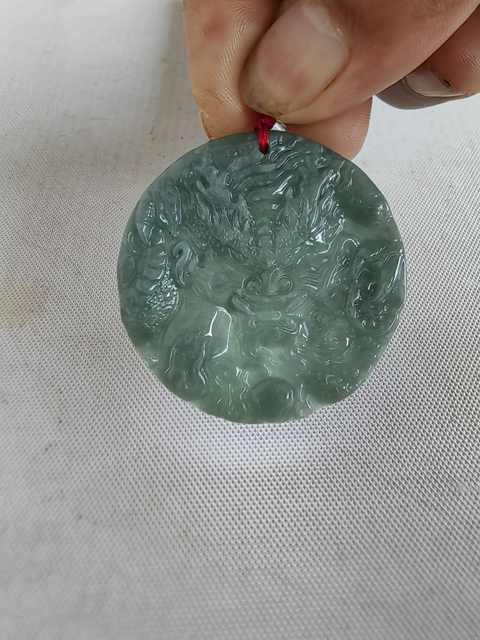 古玩玉器天然翡翠雕“龍紋牌”拍賣,當(dāng)前價(jià)格299元