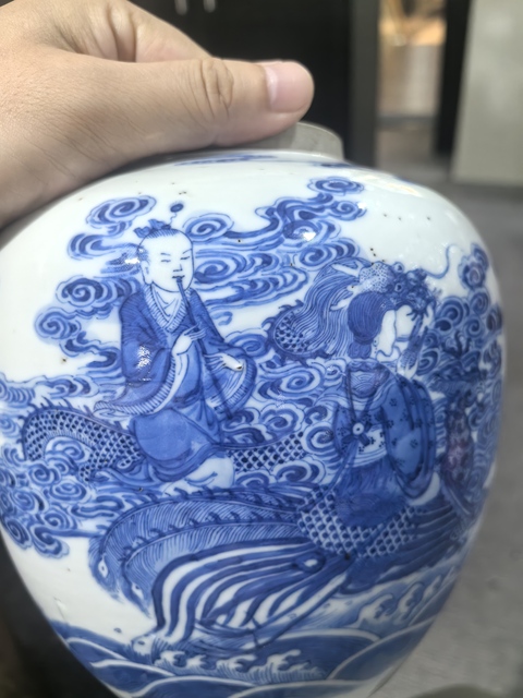 古玩陶瓷青花人物故事紋罐真品鑒賞圖