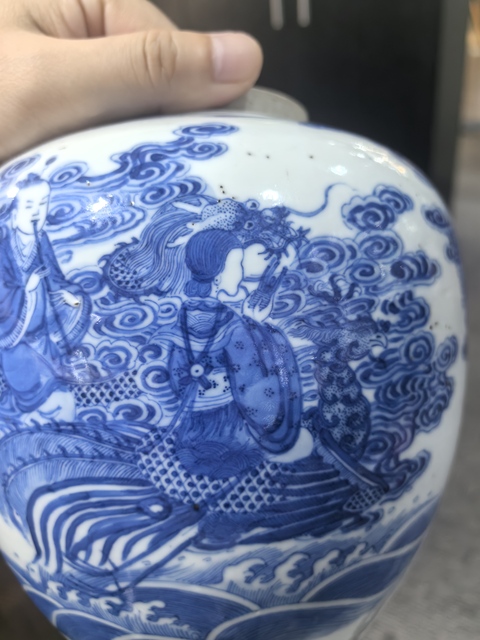 古玩陶瓷青花人物故事紋罐真品鑒賞圖