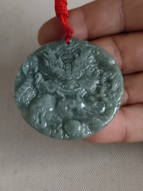 古玩玉器天然翡翠雕“龍紋牌”拍賣,當(dāng)前價(jià)格299元