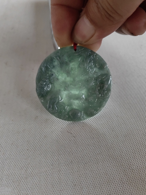 古玩玉器天然翡翠雕“龍紋牌”拍賣,當(dāng)前價(jià)格299元
