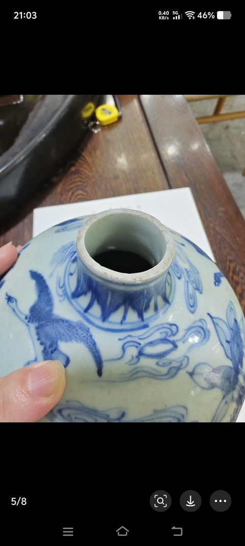 古玩陶瓷青花飛鳴食宿圖嘟嚕瓶真品鑒賞圖