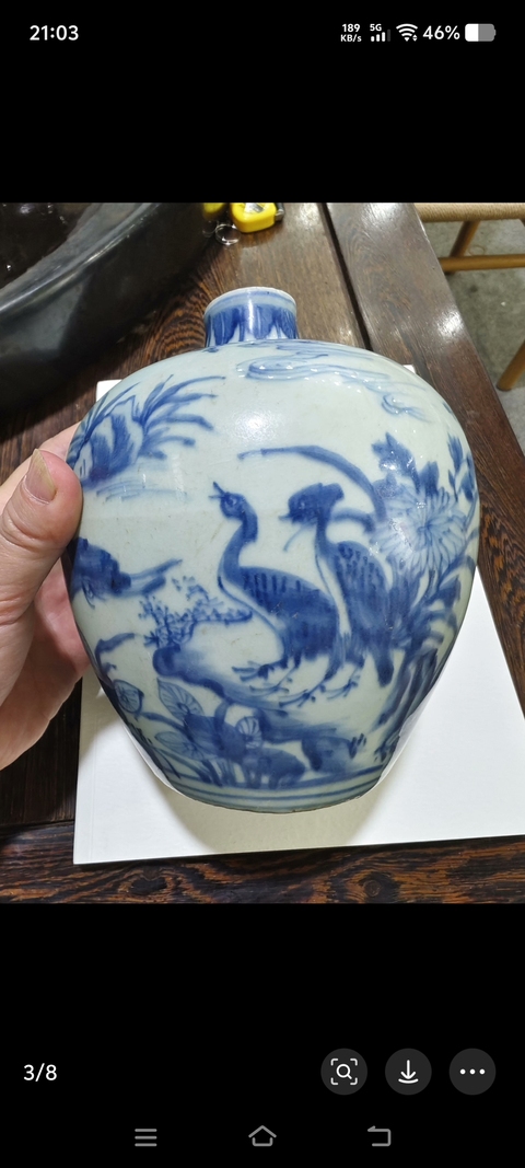 古玩陶瓷青花飛鳴食宿圖嘟嚕瓶真品鑒賞圖
