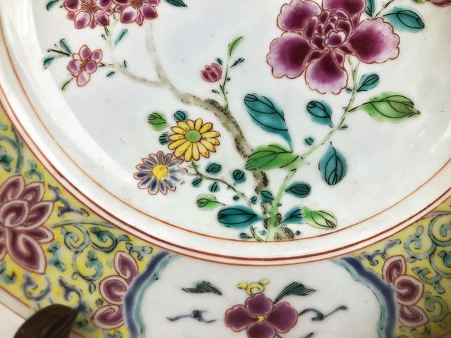 古玩陶瓷清雍乾·粉彩花卉折沿盤拍賣，當前價格0元