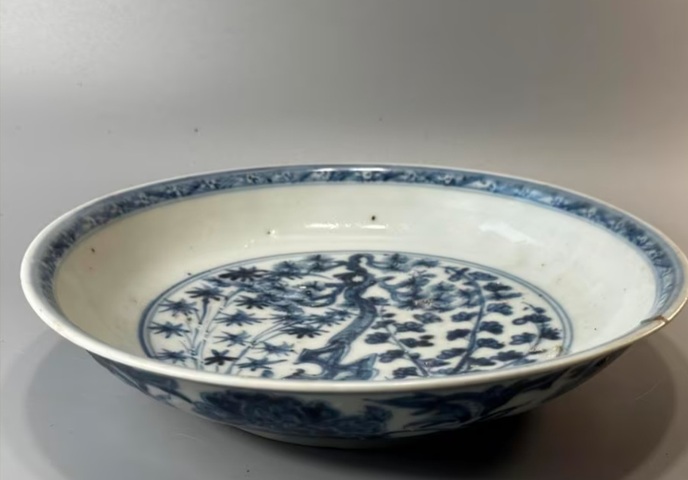 古玩陶瓷青花壽字紋盤真品鑒賞圖