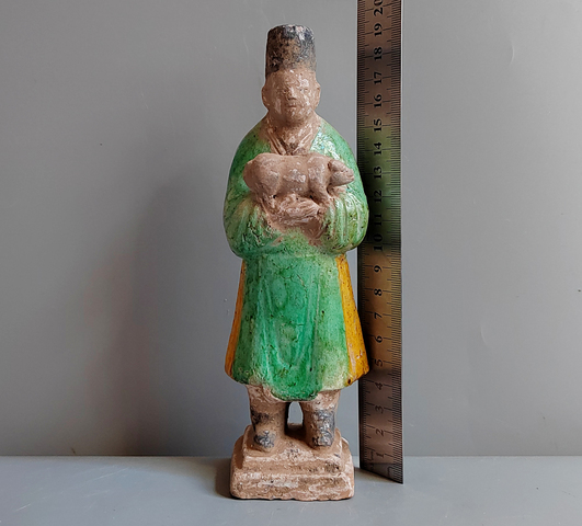 古玩陶瓷明三彩人物俑真品鑒賞圖