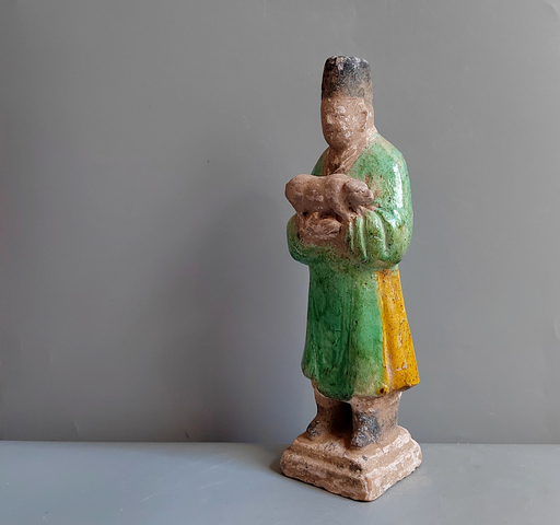 古玩陶瓷明三彩人物俑真品鑒賞圖