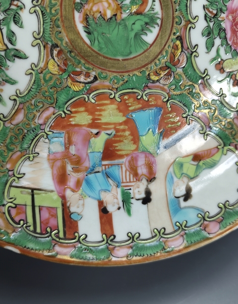 古玩陶瓷廣彩人物故事紋盤真品鑒賞圖