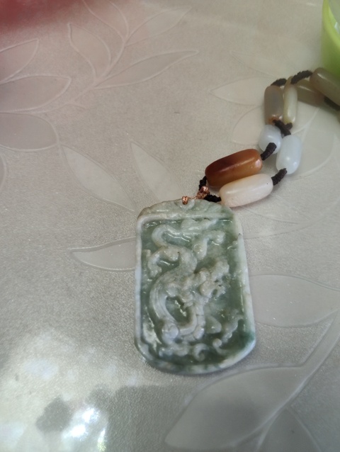 古玩玉器天然翡翠雕“龍紋牌”真品鑒賞圖