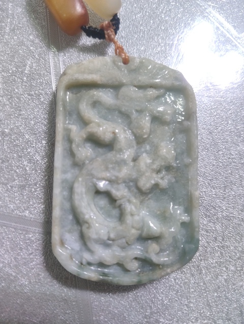 古玩玉器天然翡翠雕“龍紋牌”真品鑒賞圖