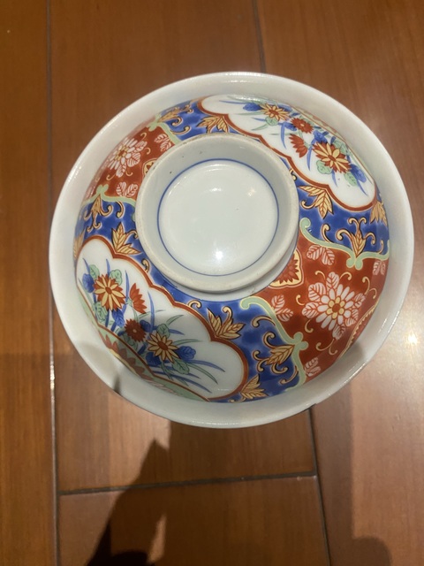 古玩陶瓷日本明治彩繪花卉紋蓋碗真品鑒賞圖