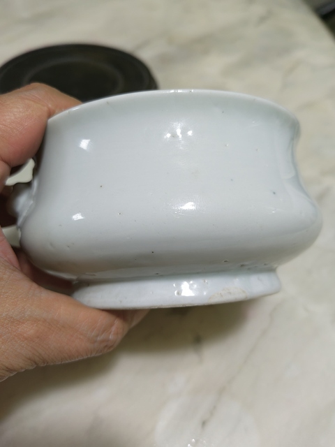 古玩陶瓷清中晚·白釉獅耳香爐 真品鑒賞圖
