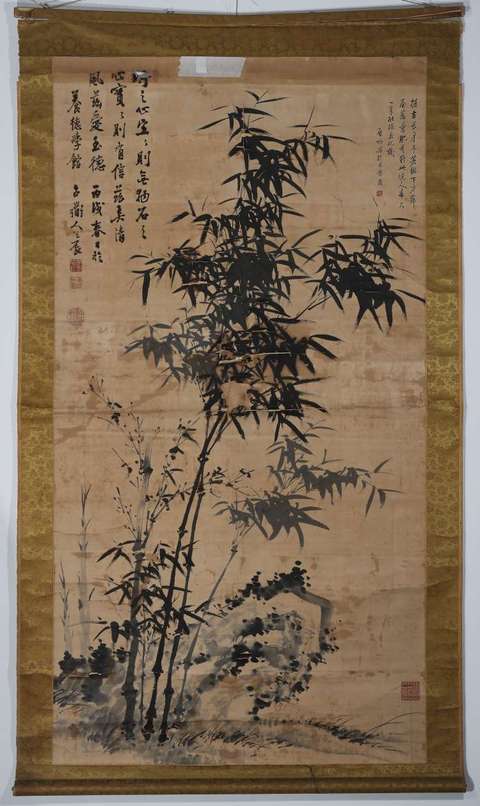 古玩字畫竹石圖真品鑒賞圖