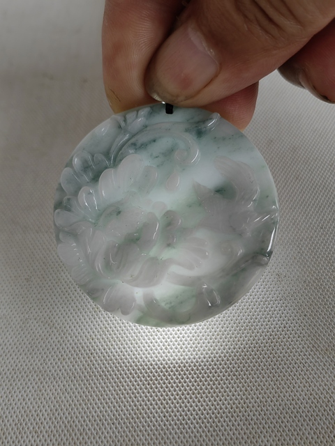 古玩玉器天然翡翠雕“花鳥牌”拍賣，當前價格398元
