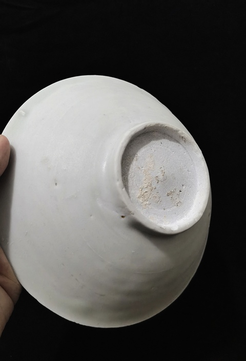 古玩陶瓷青白釉刻花斗笠碗，南定真品鑒賞圖