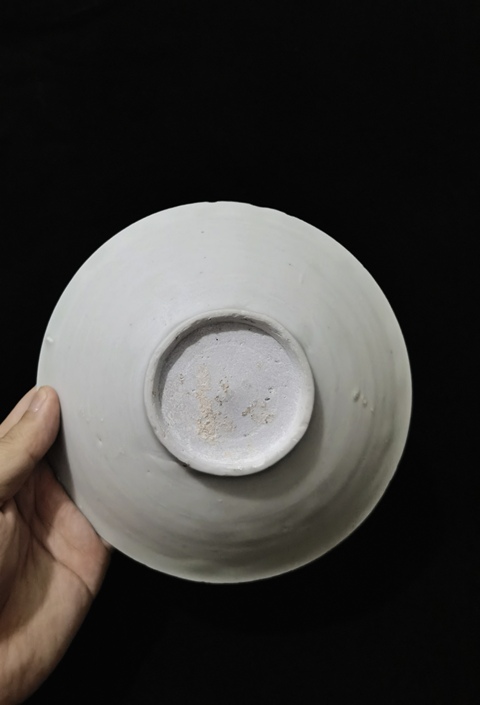 古玩陶瓷青白釉刻花斗笠碗，南定真品鑒賞圖