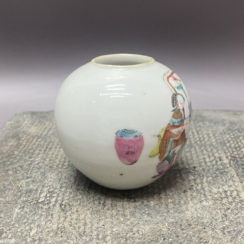 古玩陶瓷清同治·三娘教子·粉彩水盂拍賣,當前價格7600元