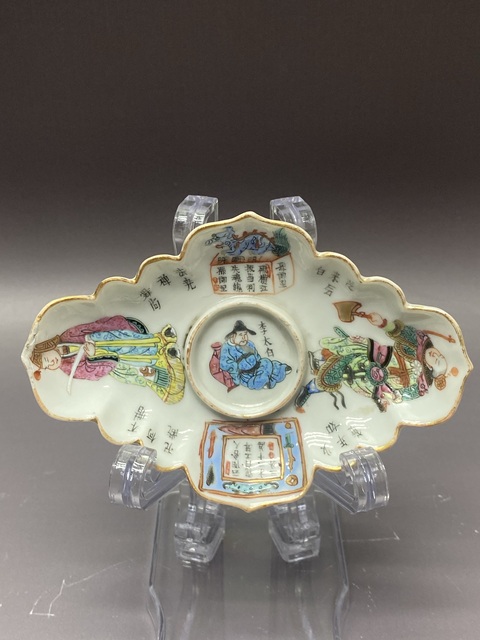 古玩陶瓷無雙譜粉彩盤真品鑒賞圖