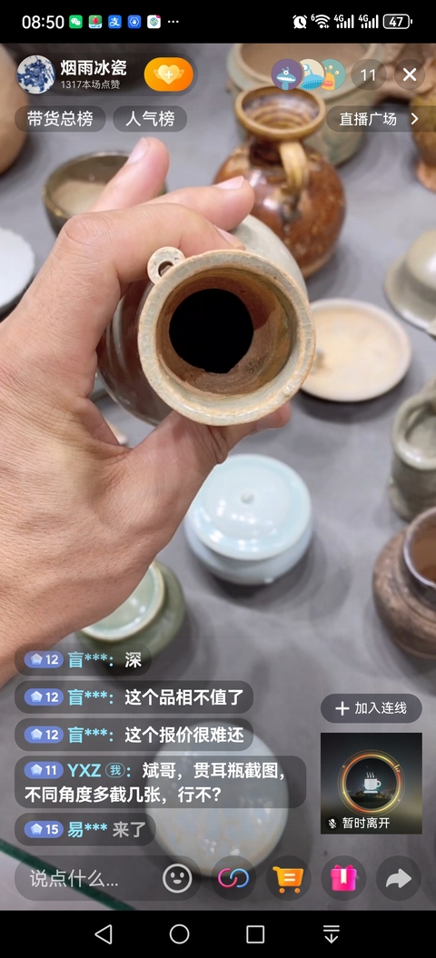 古玩陶瓷云市窯青白釉貫耳瓶真品鑒賞圖