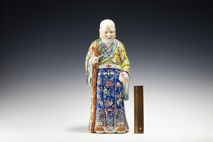 古玩陶瓷民國·粉彩壽星人物立像拍賣，當前價格1290元