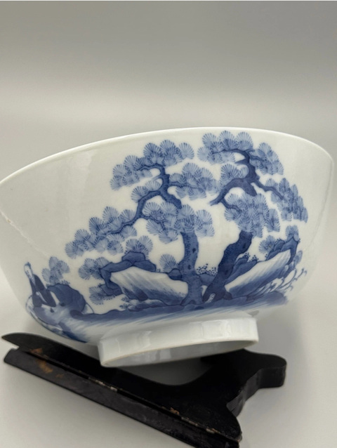 古玩陶瓷渭水投竿日歧山入夢晨青花碗真品鑒賞圖