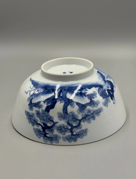 古玩陶瓷渭水投竿日歧山入夢晨青花碗真品鑒賞圖