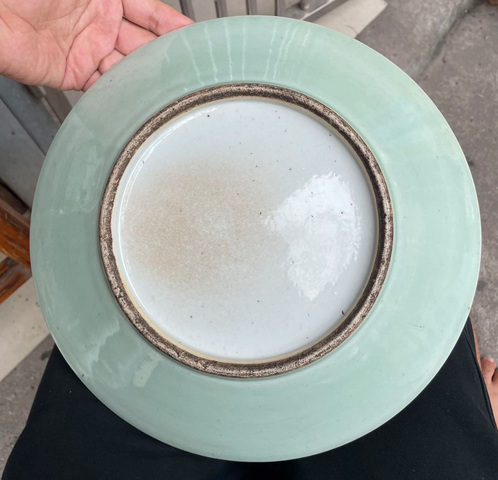 古玩陶瓷豆青釉盤真品鑒賞圖