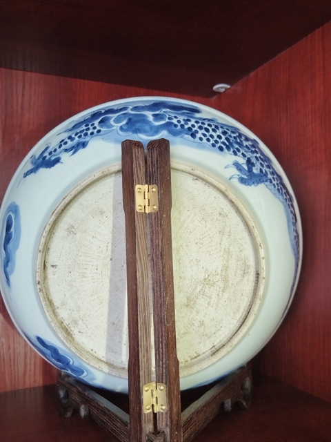 古玩陶瓷青花過墻龍紋盤拍賣，當前價格8200元