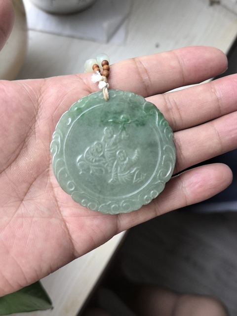 古玩玉器翡翠雕“壽比南山”牌真品鑒賞圖