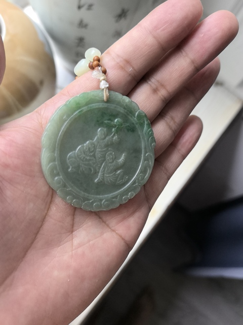 古玩玉器翡翠雕“壽比南山”牌真品鑒賞圖
