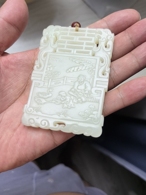 古玩玉器和田玉雕“鴛鴦牌”真品鑒賞圖