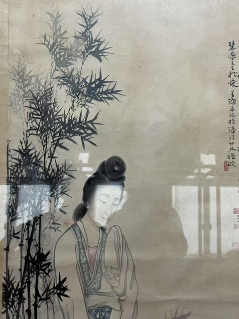 古玩字畫楊善深、寶山、戒聞合作人物真品鑒賞圖