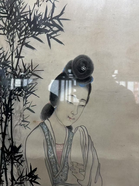 古玩字畫楊善深、寶山、戒聞合作人物真品鑒賞圖